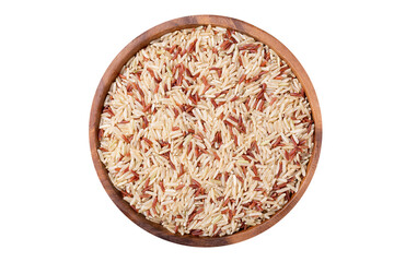 Canvas Print - bowl of dry brown rice isolated on transparent background, top view