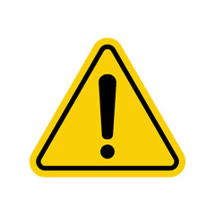 Sign. Exclamation point on a yellow triangle. Caution and warning. Road sign. Caution danger sign.