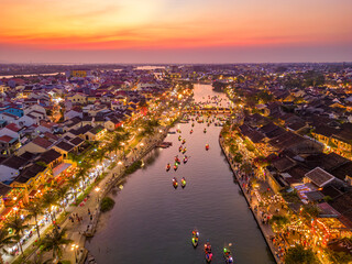 Wall Mural - Hoi An ancient town at sunset which is a very famous destination