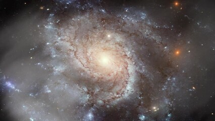 timelapse of pinwheel spiral galaxy (also known as messier 101, m101 or ngc 5457) turning in deep sp