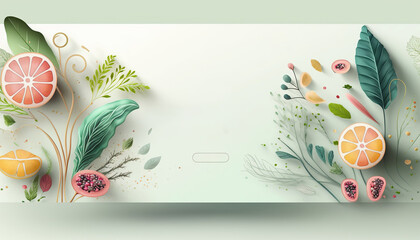 Healthy lifestyle web or landing page design template. Modern website user interface layout. Wellness internet banner mockup. AI generative image.