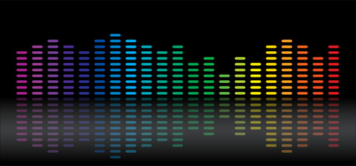 Digital equalizer or equaliser symbol. pulse musical. Music sound wave mixer. music soundwave diagram. Volume level. Music audio frequency, voice line waves, electronic radio signal. Record icon. Rays