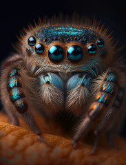 Wall Mural - The most adorable jumping spider ever seen super detail Generative AI