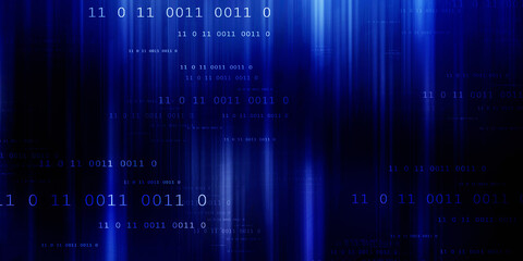 Poster - 2d illustration abstract digital binary data on computer screen