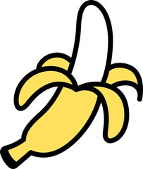 Poster - Peeled banana hand drawn doodle icon