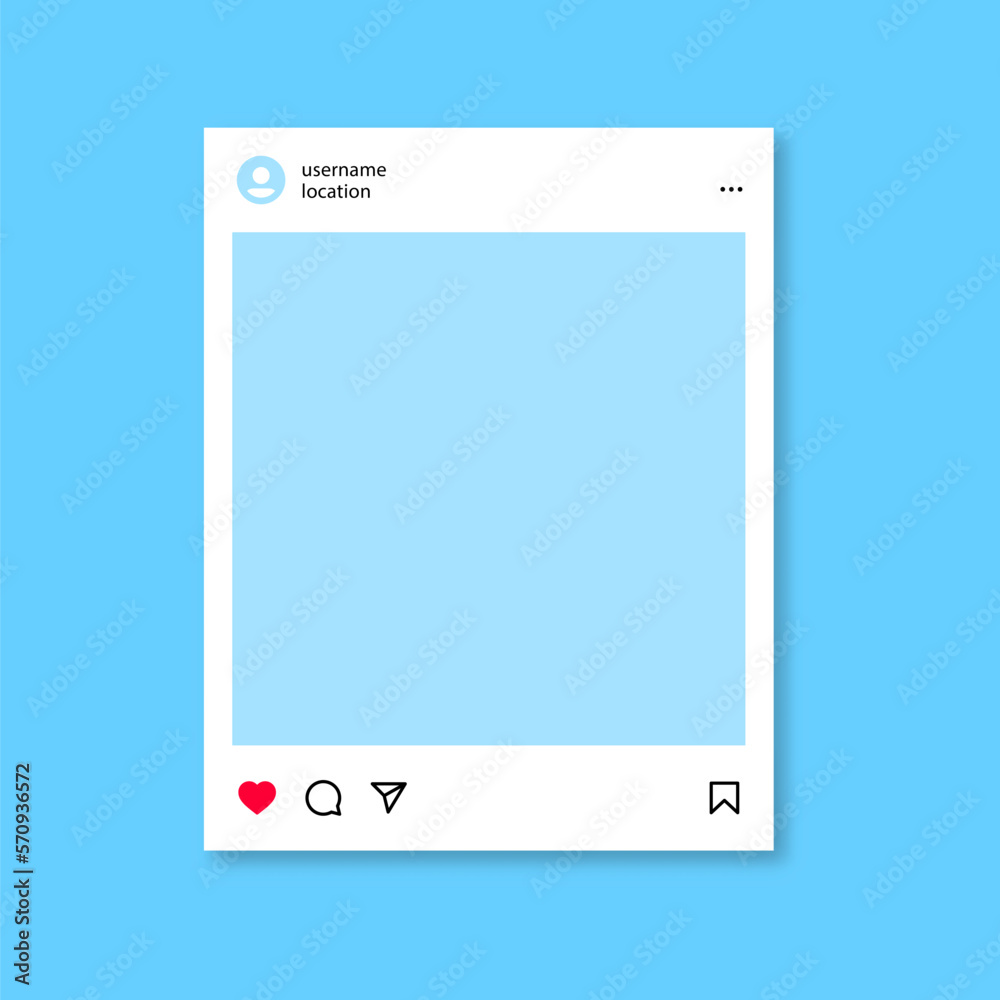 instagram post frame mockup template. social media and social network, instagram feed post mock up. vector user interface template . instagram notification icons