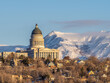 View of Utah State Capitol in winter late afternoon