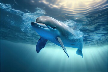 Wall Mural - dolphin in water , generative ai