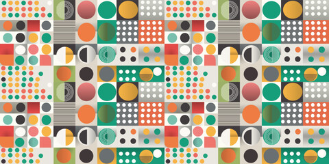 Fototapete - Geometric vector background with scandinavian abstract color or swiss geometric print. Flat, minimal, retro style. For print and interior design, textiles, paintings, seamless patterns.