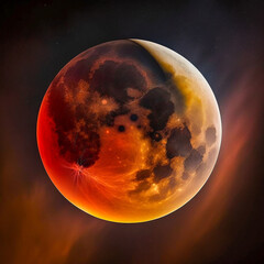 Wall Mural - Lunar eclipse. Generative AI.