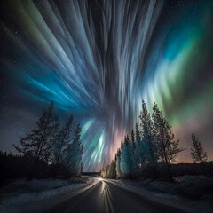 Wall Mural - Aurora Borealis. Generative AI.