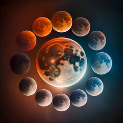 Wall Mural - Lunar eclipse. Generative AI.