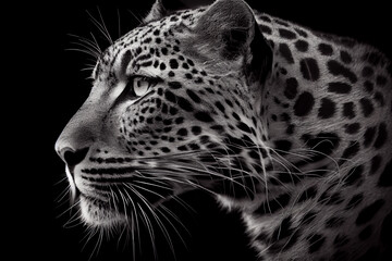 schwarz weiß portrait von einem leopard. perfektes wandbild - generative ai