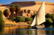 Embark on a thrilling felucca ship adventure down the Nile River, taking in all the sights and sounds of Egypt. From the bustling markets of Cairo to the inspiring temples of Luxor. AI generative