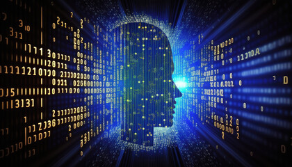 Fototapete - Artificial intelligence and data concept . Concept of future digital transformation , disruptive innovation and agile business methodology. Generative AI Illustration