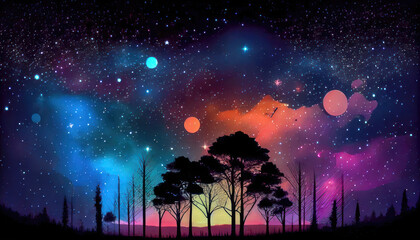 Wall Mural - An abstract background of a beautiful night sky, AI generated