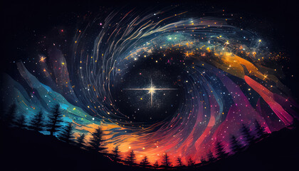 Wall Mural - An abstract background of a beautiful night sky, AI generated
