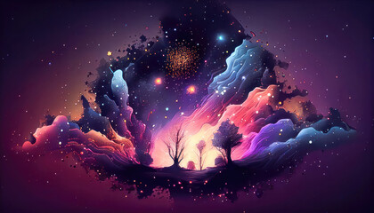 Wall Mural - An abstract background of a beautiful night sky, AI generated