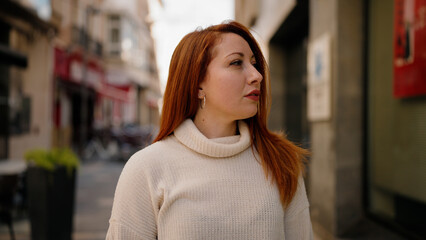 Sticker - Young redhead woman smiling confident standing at street