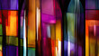Modern, contemporary abstract background with vibrant colors reminiscent of a stained glass window.  Generative AI.