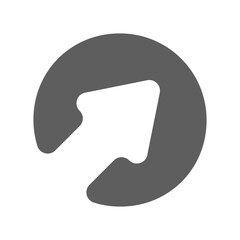 Poster - White arrow in gray circle vector icon. Arrow pointing up and to the right vector. The arrow pointer is in the upper right corner.