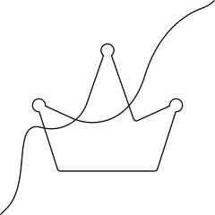 Wall Mural - Crown icon line continuous drawing vector. One line Crown king icon vector background. Crown icon. Continuous outline of a Crown icon.