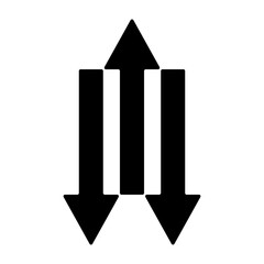Poster - Three arrows in different directions vector icon. Three black arrows on a white background vector. Vector illustration. Direction selection vector.