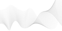 Undulate Grey Wave Swirl, frequency Sound Wave, twisted Curve Lines With Blend Effect. Technology, Data Science, Geometric Border. Isolated On White Background. Vector Illustration.