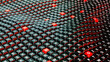 Abstract pattern made from black and red keyboard buttons distorted with noise. 3d illustration of wavy pattern