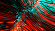 Abstract black curves with glowing surface in a black space with colorful light on the background. 3d illustration of electric curves with colored glow