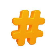 Poster - Orange hashtag symbol or icon design in 3d rendering
