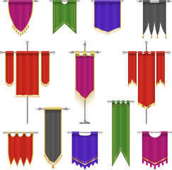 Poster - Flags. Fantasy banners medieval war badges trophy logo interfaces recent vector flags templates