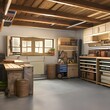 garage with plenty of storage and a workbench1, Generative AI