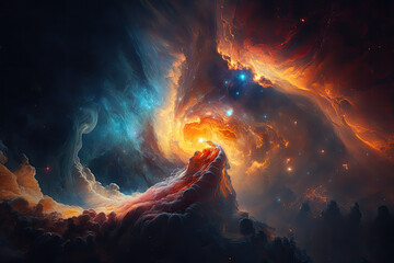 Wall Mural - Colorful view of the universe, nebula and milky way. Generative AI