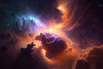 Colorful view of the universe, nebula and milky way. Generative AI