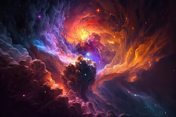 Wall Mural - Colorful view of the universe, nebula and milky way. Generative AI