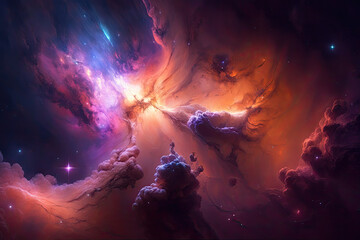 Wall Mural - Colorful view of the universe, nebula and milky way. Generative AI