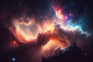 Wall Mural - Colorful view of the universe, nebula and milky way. Generative AI