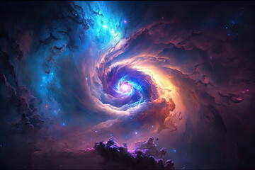 Wall Mural - Colorful view of the universe, nebula and milky way. Generative AI