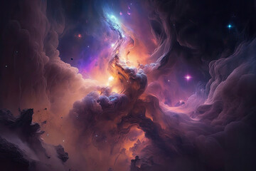 Wall Mural - Colorful view of the universe, nebula and milky way. Generative AI
