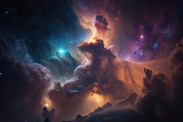 Wall Mural - Colorful view of the universe, nebula and milky way. Generative AI