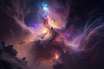 Wall Mural - Colorful view of the universe, nebula and milky way. Generative AI