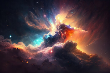 Wall Mural - Colorful view of the universe, nebula and milky way. Generative AI