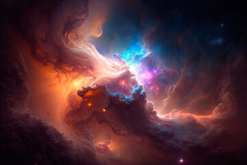 Colorful view of the universe, nebula and milky way. Generative AI