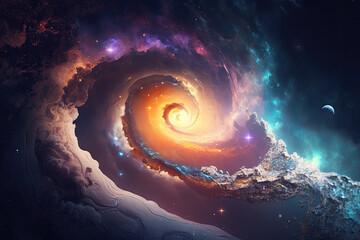 Wall Mural - Colorful view of the universe, nebula and milky way. Generative AI