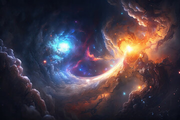 Wall Mural - Colorful view of the universe, nebula and milky way. Generative AI