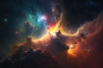 Wall Mural - Colorful view of the universe, nebula and milky way. Generative AI
