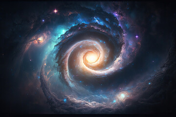 Wall Mural - Colorful view of the universe, nebula and milky way. Generative AI
