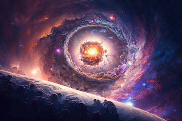 Colorful view of the universe, nebula and milky way. Generative AI