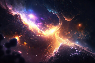Wall Mural - Colorful view of the universe, nebula and milky way. Generative AI